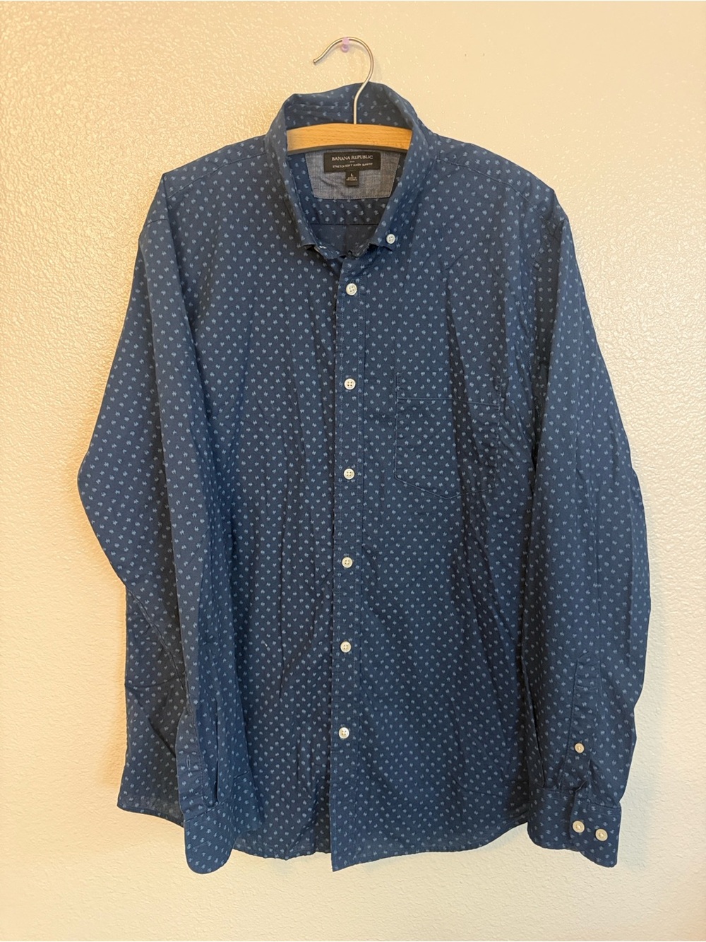 Banana Republic Navy Blue Micro-Pattern Button-Down Shirt
